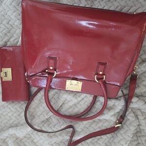 Michael Kors Red Patent Leather Tote with Wallet